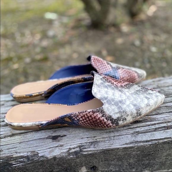 Vegan Multi Colored Snake Skin Slip On Mules - Picture 4 of 5